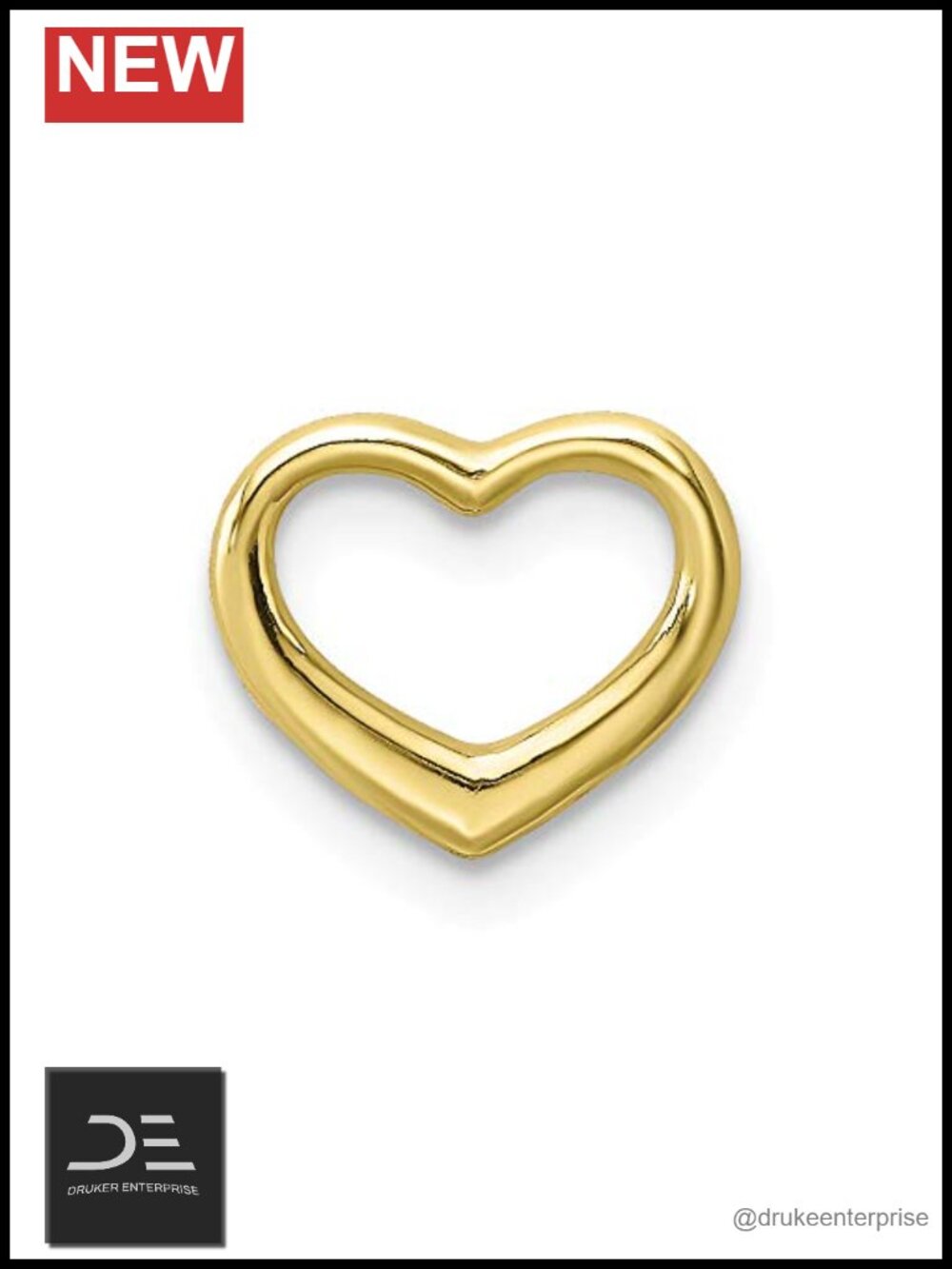 10K Yellow Gold Heart Charm Pendant Tiny Mini Floating High Polish